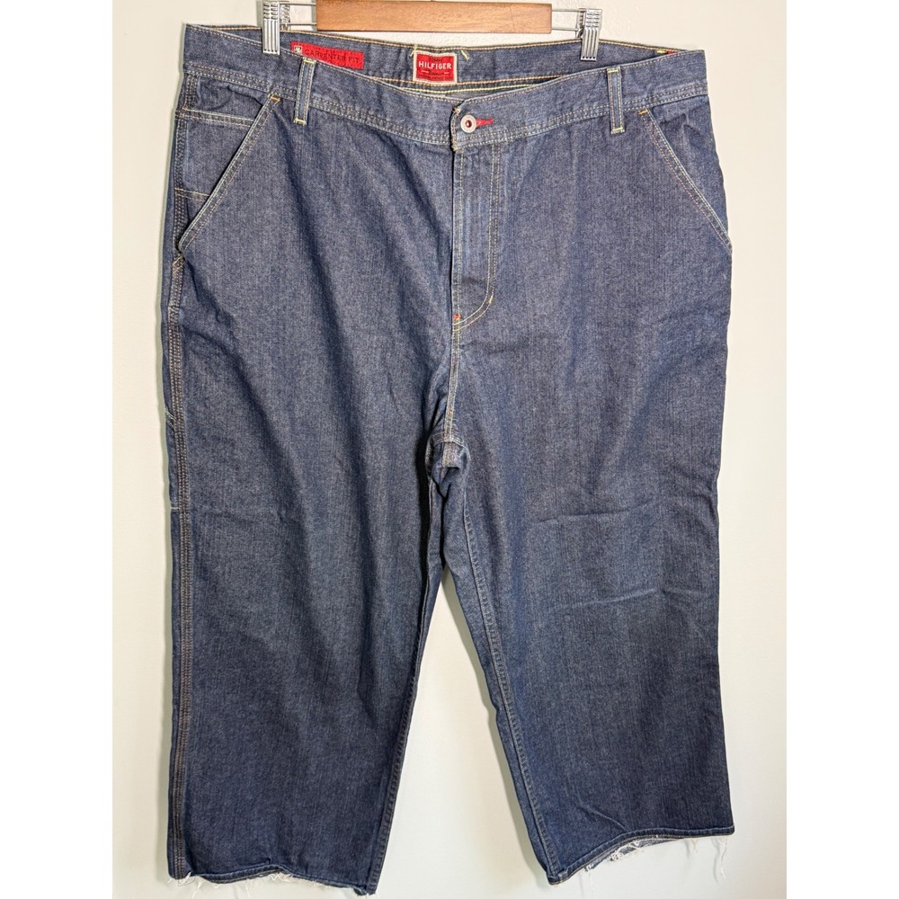 Vintage Tommy Hilfiger Denim Carpenter Jeans Mens 40x34 Blue Utility Raw Hem